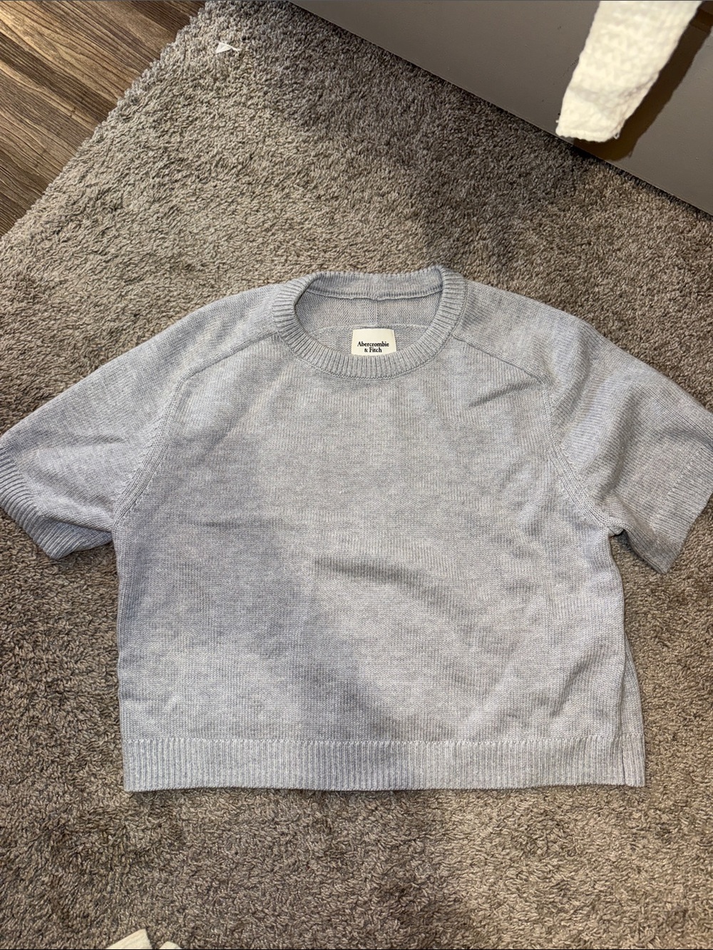 Abercrombie & Fitch Light Gray Short-Sleeve Crew Neck Sweater